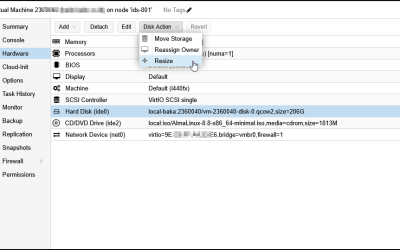 Proxmox VE VM Disk Resize